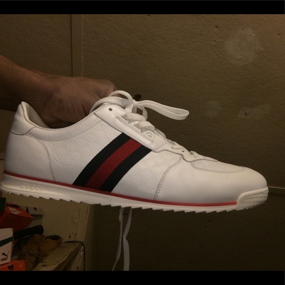 Gucci Sneakers White with Navy Red Navy Web. Sz 14 - Picture 3 of 6